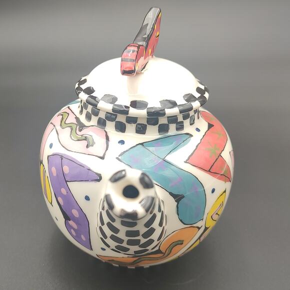 Robin Sterling Hand Painted Teapot Whimsical High Heel Ceramic Pop Art - Picture 3 of 10